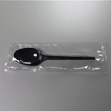 Colher de Plstico Preto de Sopa Econmico 162mm Embrulhada Individualmente 900un