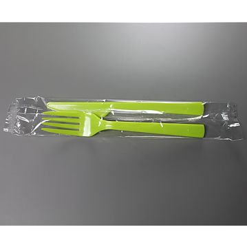Conjunto de Garfo + Faca de Plstico Verde PLUS 180mm 700un