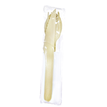 Conjunto Garfo Faca e Colher de Sopa em Madeira 160mm + Guardanapo 100 un