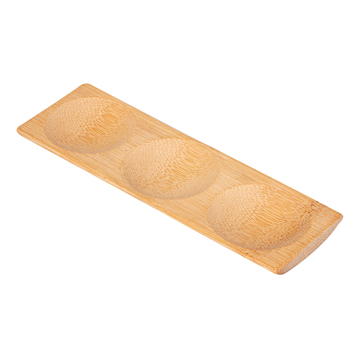 Prato de Bambu rectangular triplo 180x55x10mm 12 un