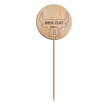 Pick em Madeira Marcador de Comida 95mm Bien Cuit Well 100 un
