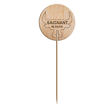 Pick em Madeira Marcador de Comida 95mm Saignant M.Rare 100 un