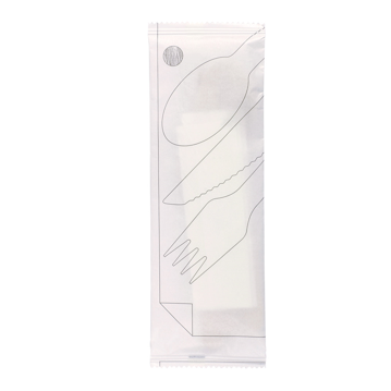 Conjunto Garfo + Faca + Colher Makan em Madeira 160mm + Guardanapo 100un
