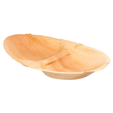 Prato Oval em Folha de Palma 270x150x25mm 2 Compartimentos 200 un