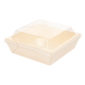 Recipiente em madeira + Tampa PET 100x100/120x120 x 35mm 4x50 un