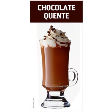 Etiqueta Plastificada Chocolate Quente em Copo com Asa e Chantilly 210x100mm