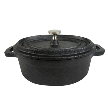 Cocotte de Ferro Preto Oval com Tampa 800ml 179/239x140x69mm 6 un