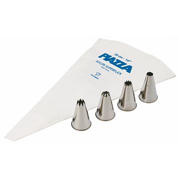 Conjunto Saco Pasteleiro e 4 Bicos em Inox 12mm