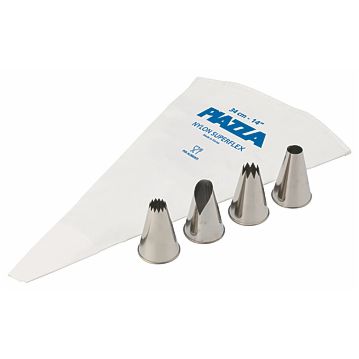 Conjunto Saco Pasteleiro e 4 Bicos em Inox 14mm