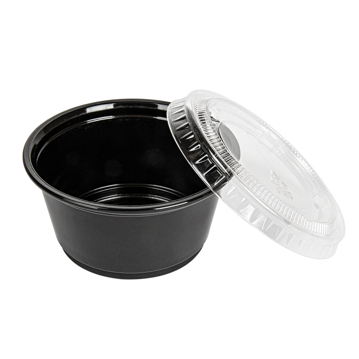 Copo em Plstico PP + Tampa PET para Molhos 60ml Preto 24x50 un