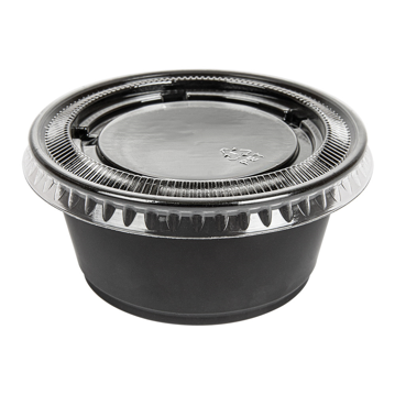 Copo em Plstico PP + Tampa PET para Molhos 100ml Preto 24x50 un
