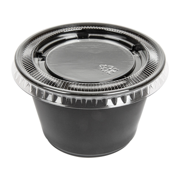 Copo em Plstico PP + Tampa PET para Molhos 120ml Preto 24x50 un