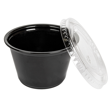 Copo em Plstico PP + Tampa PET para Molhos 120ml Preto 24x50 un