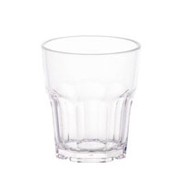 Copo em SAN Transparente Facetado Empilh�vel �83/60x84mm 275ml 36 un