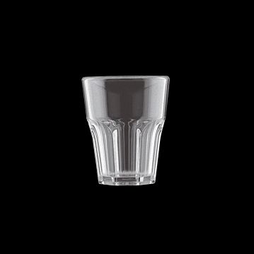 Copo em Pl�stico SAN Transparente Acetinado Facetado 40ml Caixa 12x6