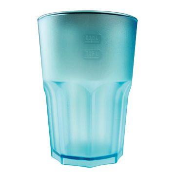 Copo em Pl�stico SAN Azul Turquesa Acetinado Facetado 400ml Caixa 75