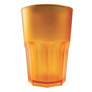 Copo em Pl�stico SAN Laranja Acetinado Facetado 400ml Caixa 75