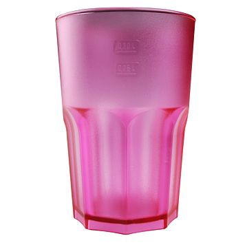 Copo em Pl�stico SAN Rosa Acetinado Facetado 400ml Caixa 75