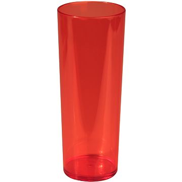 Copo Tubo em Pl�stico Policarbonato 250ml Transparente Vermelho Caixa 210x1