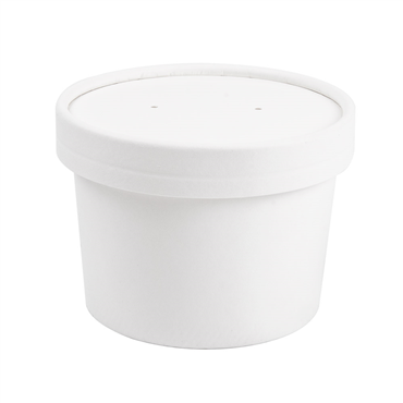 Copo + Tampa em Cartolina Branca para Sopa ou Comidas Quentes 240ml 90x75x61mm Caixa 250
