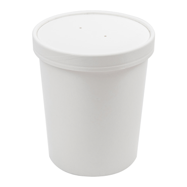 Copo + Tampa em Cartolina Branca para Sopa ou Comidas Quentes 960ml 117x90x135mm Caixa 250