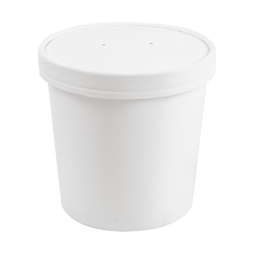 Copo + Tampa em Cartolina Branca para Sopa ou Comidas Quentes 780ml 116x93x110mm Caixa 250