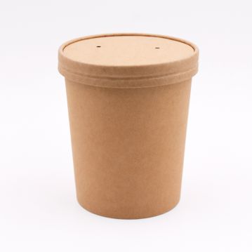 Copo em Cartolina Kraft para Sopa ou Comidas Quentes 32oz 946ml 118x131x93mm Caixa 10x50
