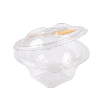 Embalagem Pl�stico PET/RPET Sekipack 250ml 68x120x120mm com Garfo 300 un