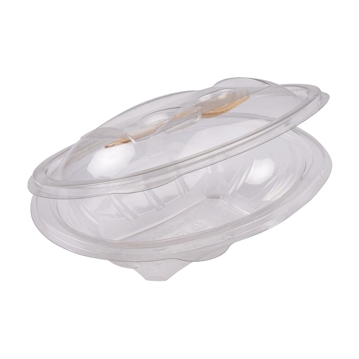 Embalagem Pl�stico PET/RPET Oval Sekipack 370ml 190x140x64mm com Garfo Madeira 400 un