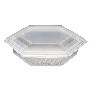 Contentor para Micro-ondas Hexagonal M5000 Translcido 250g 160x151x47mm 600 un