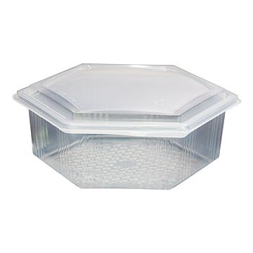 Contentor para Micro-ondas Hexagonal M5600 Translcido 1250g 215x190x72mm 300 un
