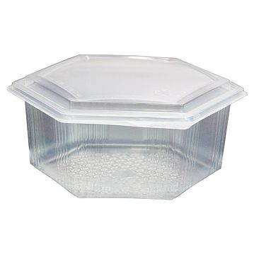 Contentor para Micro-ondas Hexagonal M5700 Translcido 1500g 215x190x84mm 300 un