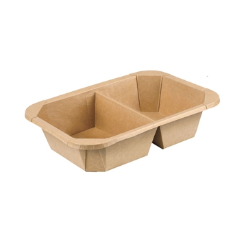 Recipiente Kraft+PE Retangular 2 Compartimentos Multiusos 216x154x40mm 6x50 un