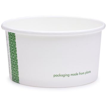 Copo em Cartolina Branca com PLA para Sopa ou Comidas Quentes 180ml 90/75x45mm Vegware 20x50 un