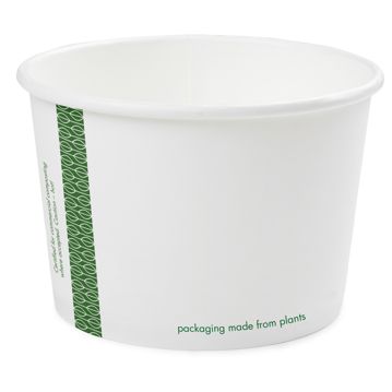 Copo em Cartolina Branca com PLA para Sopa ou Comidas Quentes 500ml 115/92x77mm Vegware 20x25 un