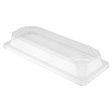 Tampa Alta em Plstico OPS para Bandeja de Sushi em Cana de Acar 222x96x32mm 800un