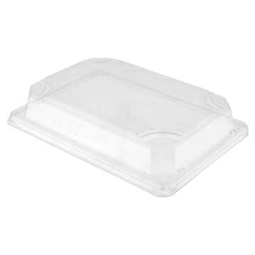 Tampa Alta em Plstico OPS para Bandeja de Sushi em Cana de Acar 190x136x32mm 800un