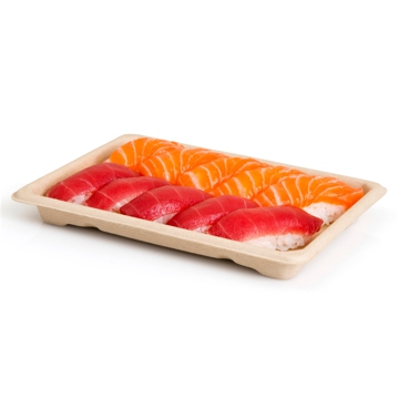Bandeja Rectangular em Cana de Acar para Sushi 185x130x15mm 800un
