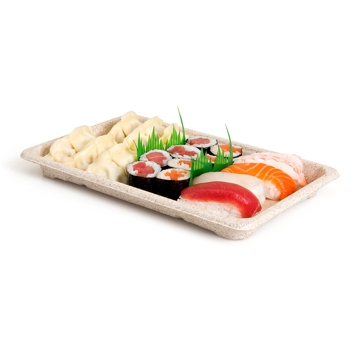 Bandeja Rectangular em Cana de Acar para Sushi 235x155x20mm 800un