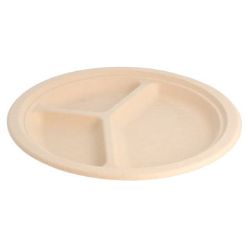Prato Celulose de Cana de Acar Natural 3 Compart. 260x26mm 16x50 un