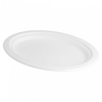 Prato Oval Bionic Celulose de Cana de A��car Branco 263x199x20mm 30x50un