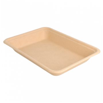 Bandeja rectangular em Cana de Acar Natural 196x147x24mm 20x50 un