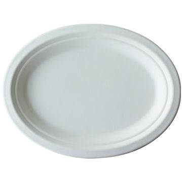 Prato Oval Celulose de Cana de Acar Branco 263x199x20mm 24x6un