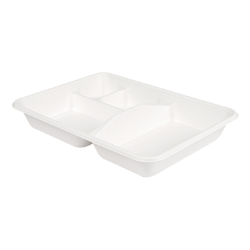 Bandeja BIONIC Rectangular 4 divises em Cana de Acar 230x170x35mm 400un