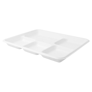 Bandeja BIONIC Rectangular 5 divises em Cana de Acar 265x251x25mm 500un