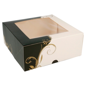 Caixa em cartolina Branco e Preto com Janela 180x180x75mm 50 un