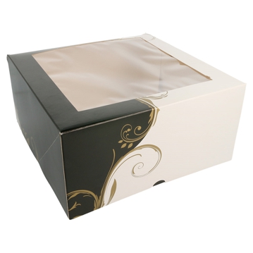 Caixa em cartolina Branco e Preto com Janela 240x240x120mm 50 un