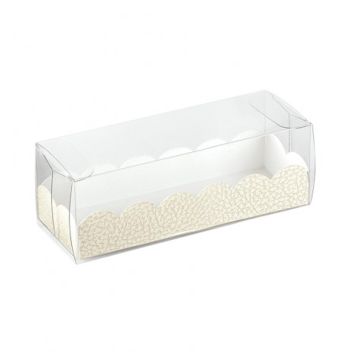 Embalagem de Plstico Transparente com base em Cartolina Marfim para Macarons 160x50x50mm 200un