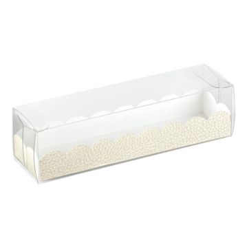 Embalagem de Plstico Transparente com base em Cartolina Marfim para Macarons 190x50x50mm 200un
