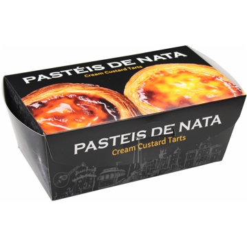 Caixa em cartolina para 4 Pasteis de Nata 137x73x60mm Impresso Preto 4x25un